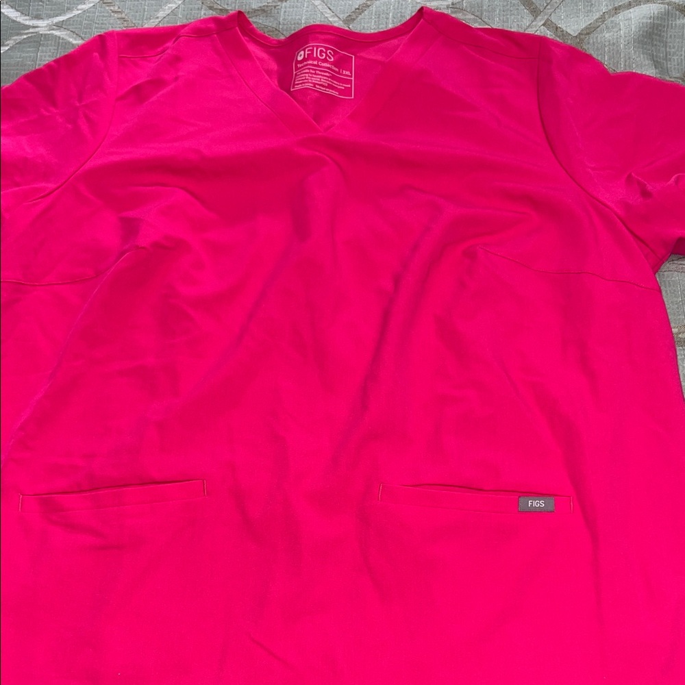 Women’s Figs Casma Three Pocket Scrub Top Hot Pink sz 3XL
